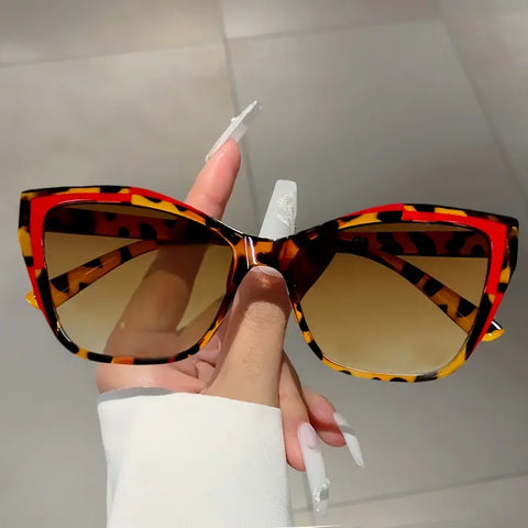 Stylish  Glasses with a Unique Color-Block Design And Leopard Print