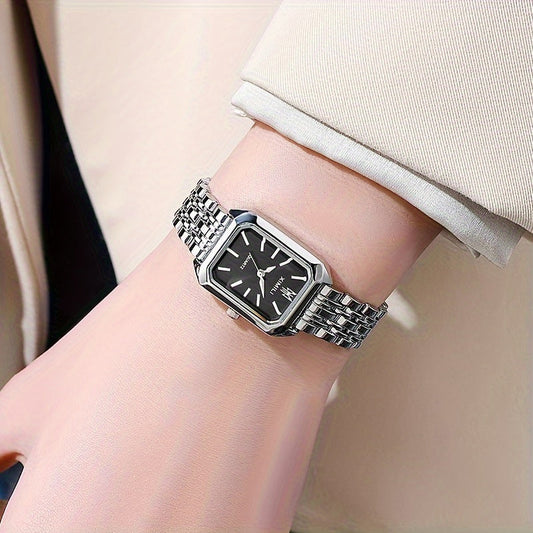 Elegant Steel Belt Square Quartz Watch - ED