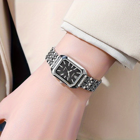 Elegant Steel Belt Square Quartz Watch - ED