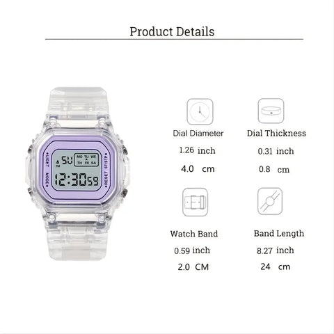 Small Square Electronic  Sports Digital Silicone Strap Wrist Watches