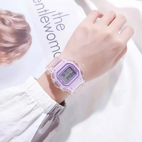 Small Square Electronic  Sports Digital Silicone Strap Wrist Watches