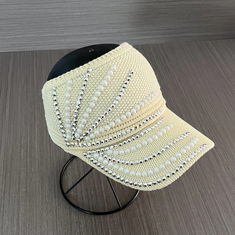 Baseball Cap with White Bead Design