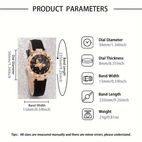 6pcs set of trendy casual quartz watches with exquisite butterfly jewelry bracelet