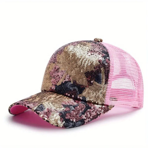 Sequin Leaf Baseball Cap - Adjustable