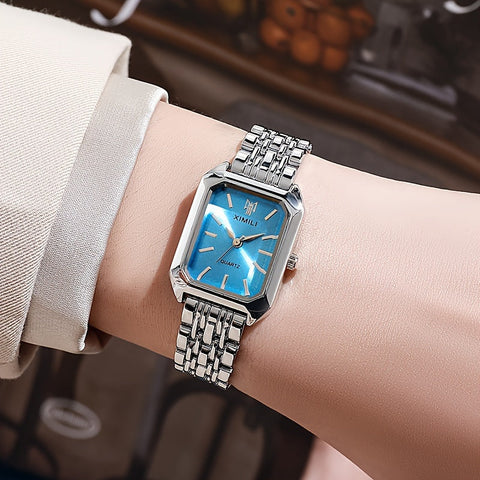 Elegant Steel Belt Square Quartz Watch - ED