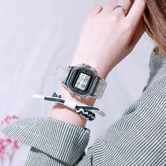 Small Square Electronic  Sports Digital Silicone Strap Wrist Watches
