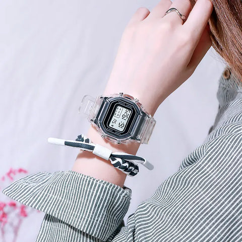 Small Square Electronic  Sports Digital Silicone Strap Wrist Watches