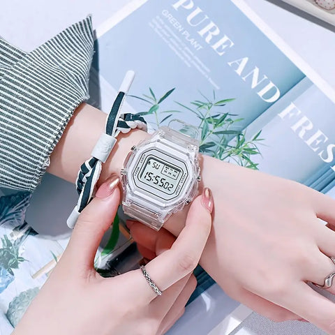 Small Square Electronic  Sports Digital Silicone Strap Wrist Watches