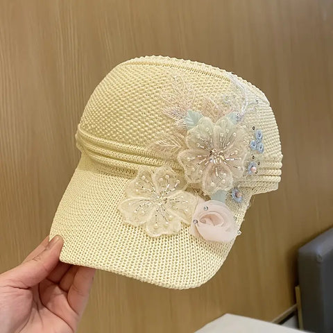 1pc Stylish Handmade Floral Visor Hat