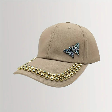 Baseball Cap with Butterfly Chain Decoration