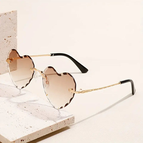 Chic Heart-Shaped Rimless Fashion Glasses