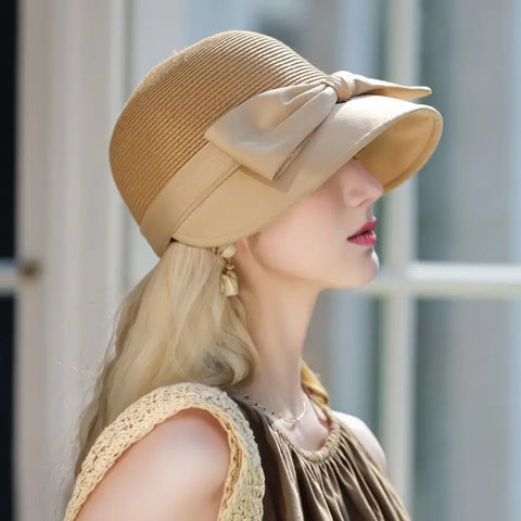 Wide Brim Sun Hat with Decorative Bow