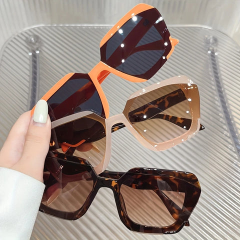 Oversized Geometric Fashion Glasses With Durable Plastic Frame