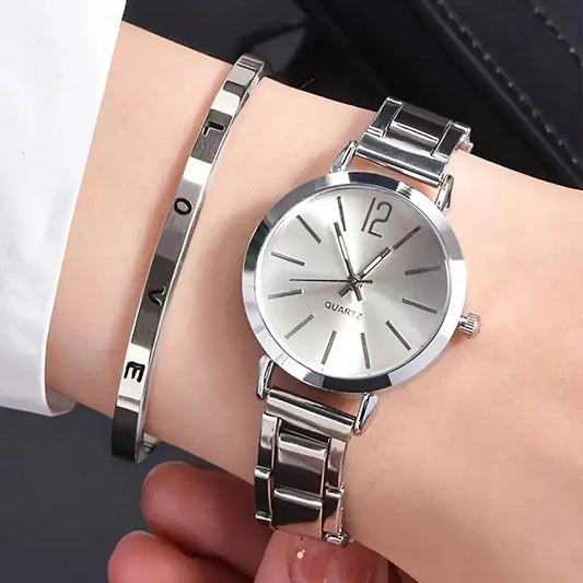 Simple Alloy Quartz Watch With  Stylish Timepiece