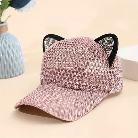 1pc Breathable Mesh Baseball Cap with Cute Cat Ears