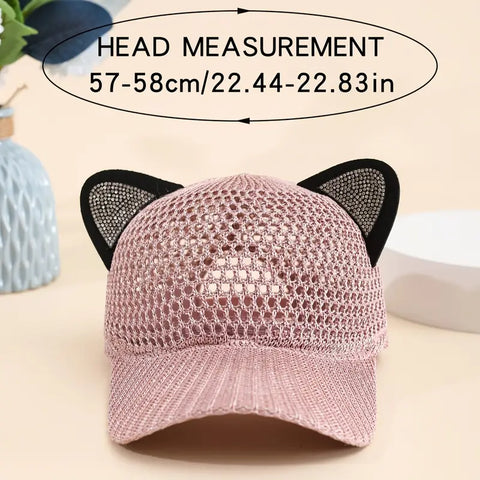 1pc Breathable Mesh Baseball Cap with Cute Cat Ears
