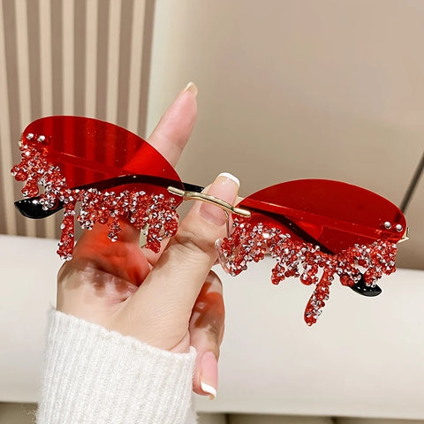 Teardrop-Shaped, Diamond-Studded, Candy-Colored Glasses