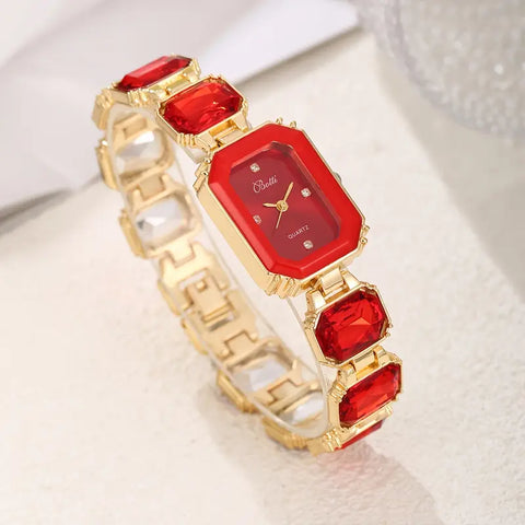 Elegant Square Alloy Wrist Watch for Women