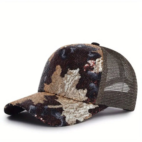 Sequin Leaf Baseball Cap - Adjustable
