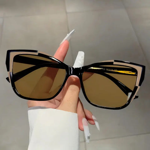 Stylish  Glasses with a Unique Color-Block Design And Leopard Print