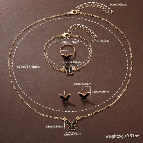 6pcs set of trendy casual quartz watches with exquisite butterfly jewelry bracelet