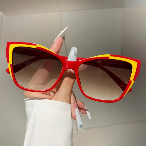 Stylish  Glasses with a Unique Color-Block Design And Leopard Print