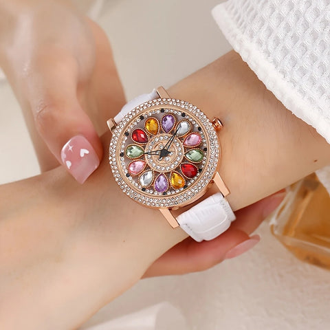Sparkling Fashion Quartz Watch with Colorful Rhinestones