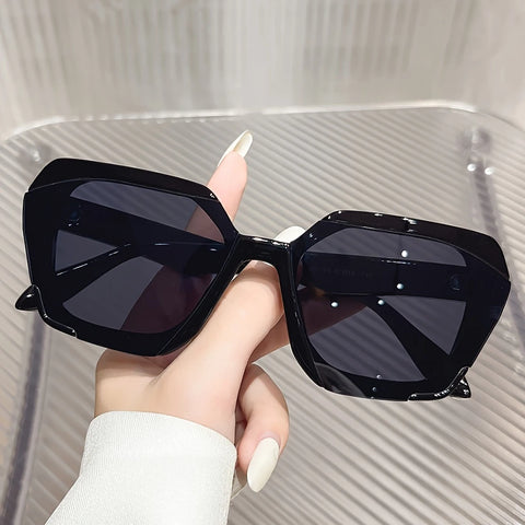 Oversized Geometric Fashion Glasses With Durable Plastic Frame