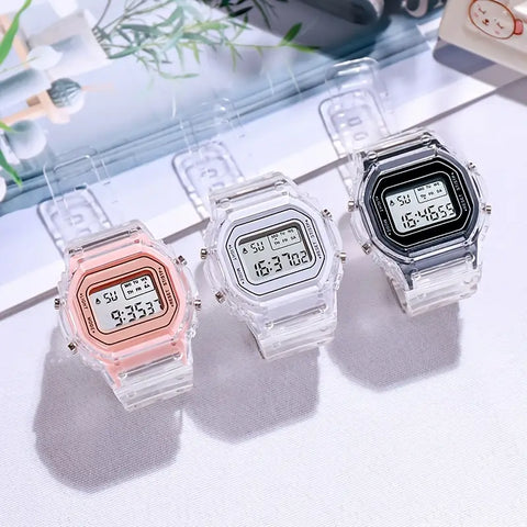 Small Square Electronic  Sports Digital Silicone Strap Wrist Watches