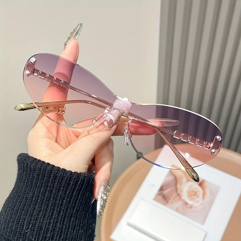 Elegant Frameless Flat Lens Glasses,