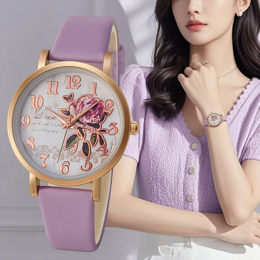 Women's Elegant Quartz Watch with Floral Design