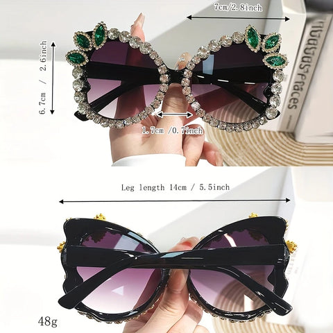 Handmade Inlaid Diamond Retro Floral Pattern  Eyeglasses