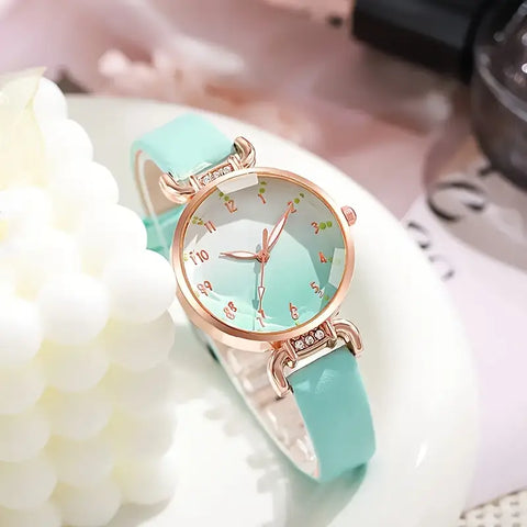 12-Digit  Quartz Watch With  Faux Leather Band