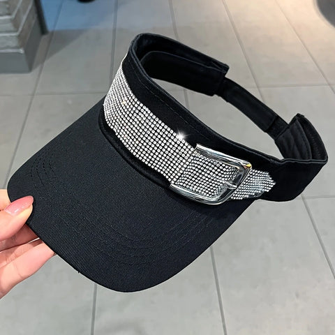 Visor Cap with Rhinestone Embellishment