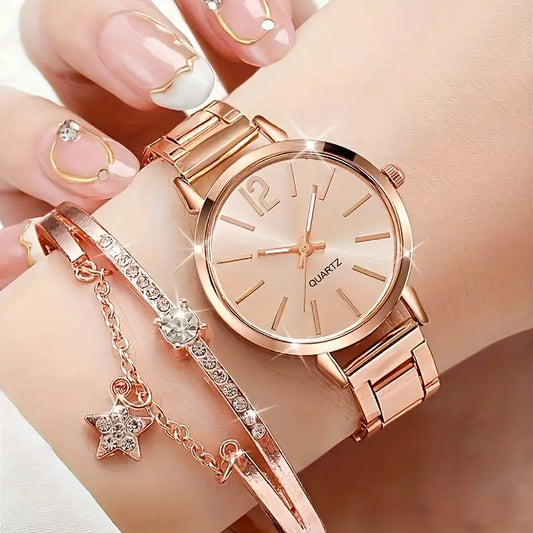 Fashionable Women'S Quartz Watch And Bracelet Set