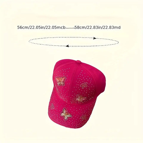 Butterfly Rhinestone Design, Baseball Cap