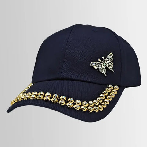Baseball Cap with Butterfly Chain Decoration