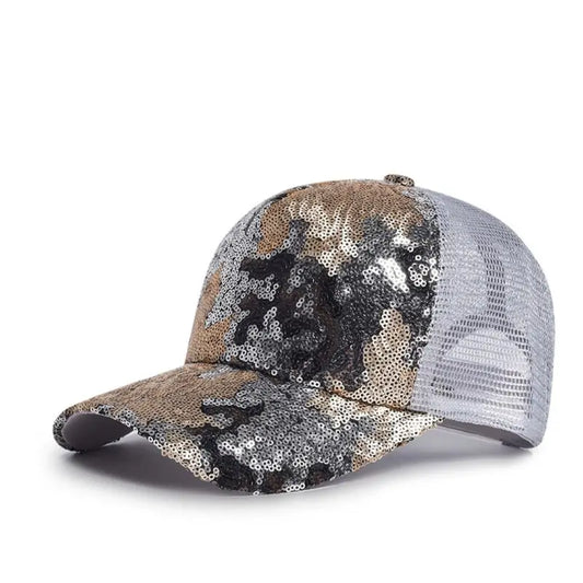 Sequin Leaf Baseball Cap - Adjustable