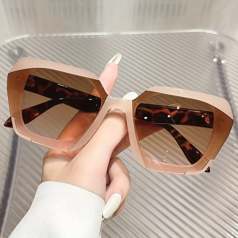 Oversized Geometric Fashion Glasses With Durable Plastic Frame