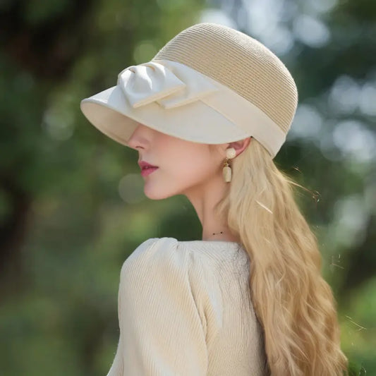 Wide Brim Sun Hat with Decorative Bow