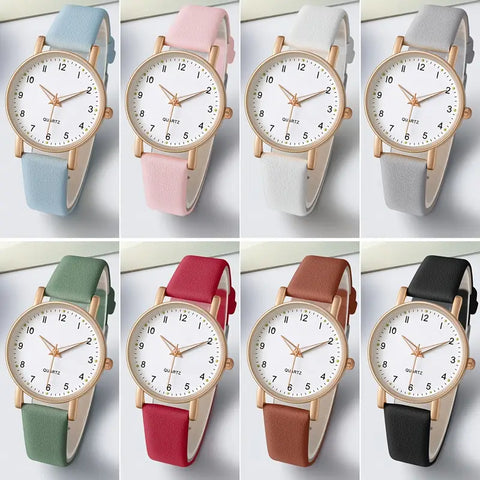 PU Leather Quartz Watch With Elegant Rose Gold Accents