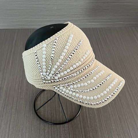 Baseball Cap with White Bead Design