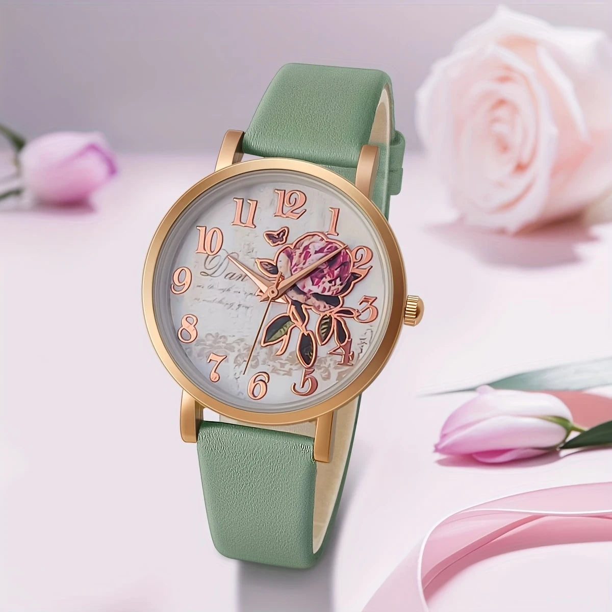 Women's Elegant Quartz Watch with Floral Design