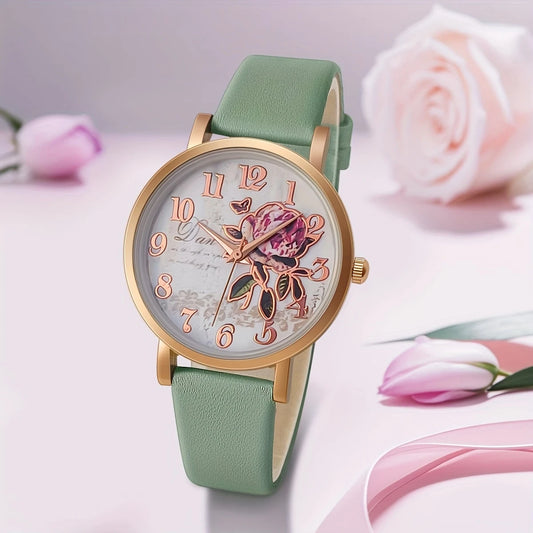 Women's Elegant Quartz Watch with Floral Design