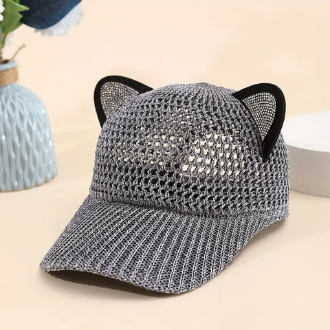 1pc Breathable Mesh Baseball Cap with Cute Cat Ears