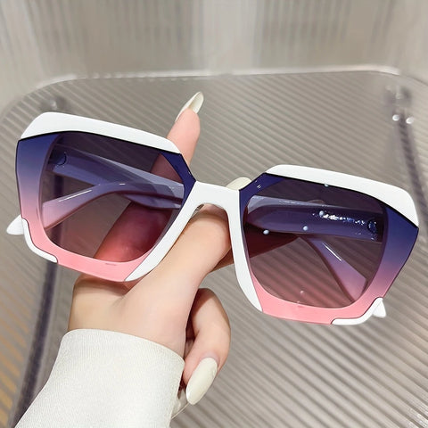 Oversized Geometric Fashion Glasses With Durable Plastic Frame