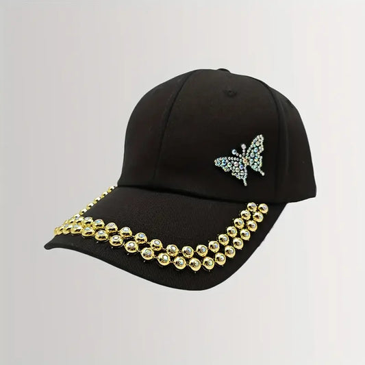 Baseball Cap with Butterfly Chain Decoration