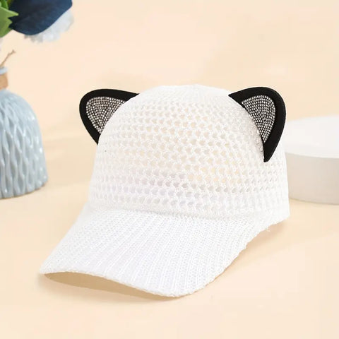 1pc Breathable Mesh Baseball Cap with Cute Cat Ears