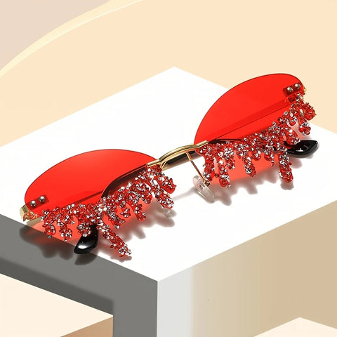 Teardrop-Shaped, Diamond-Studded, Candy-Colored Glasses