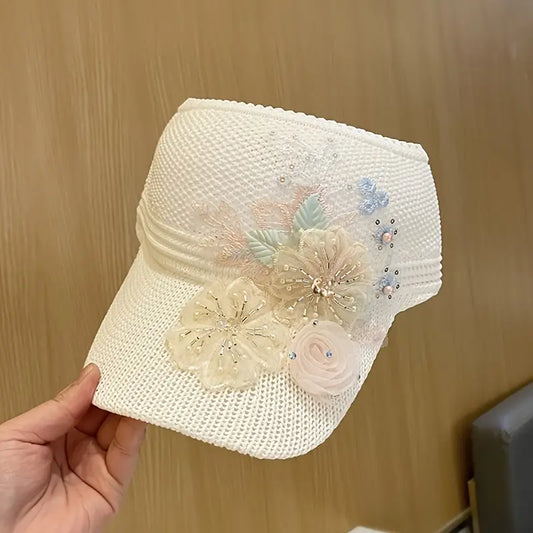 1pc Stylish Handmade Floral Visor Hat